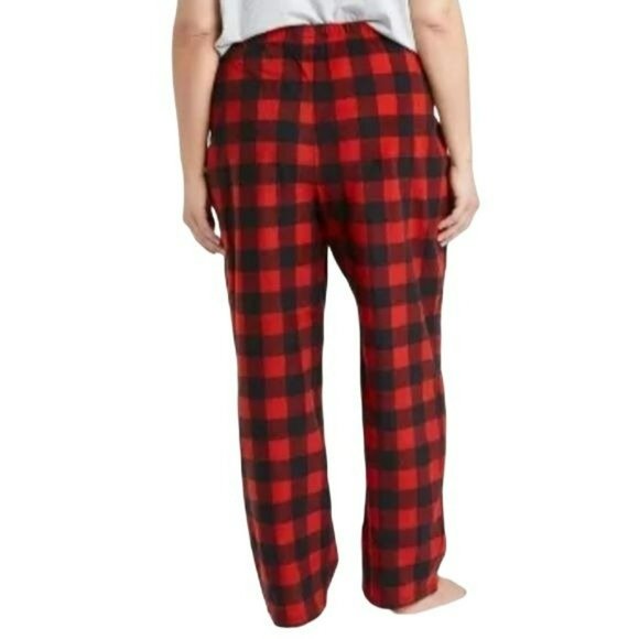 Womens Plus‎ Size 3X Winter Buffalo Check Red Plaid Fleece Pajama Pants New - Picture 3 of 5